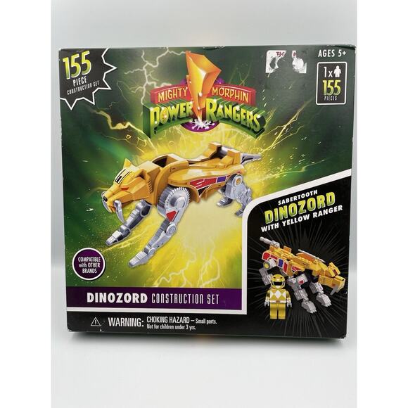 Power Rangers Construction Set SABERTOOTH Dinozord Yellow Ranger 155 Pieces New - Picture 1 of 8